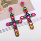Colorful cross earrings